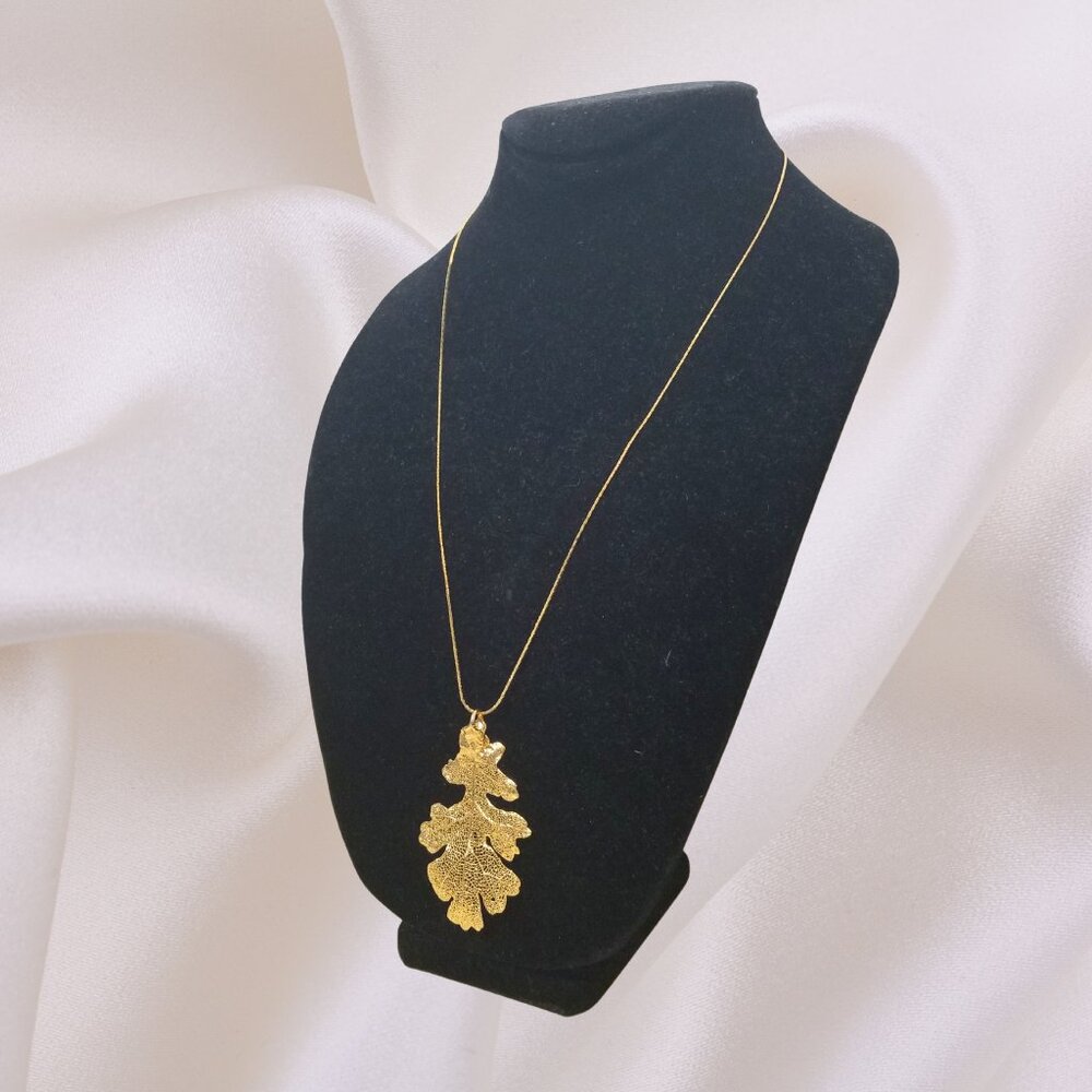 Vintage "Nature's Jewelry" 24k Gold Dipped Leaf N… - image 6